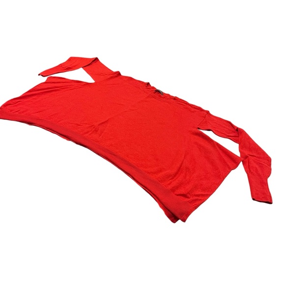 Anthropologie Merino Wool Long-Sleeve Sweater Red Orange Size M - Picture 7 of 13